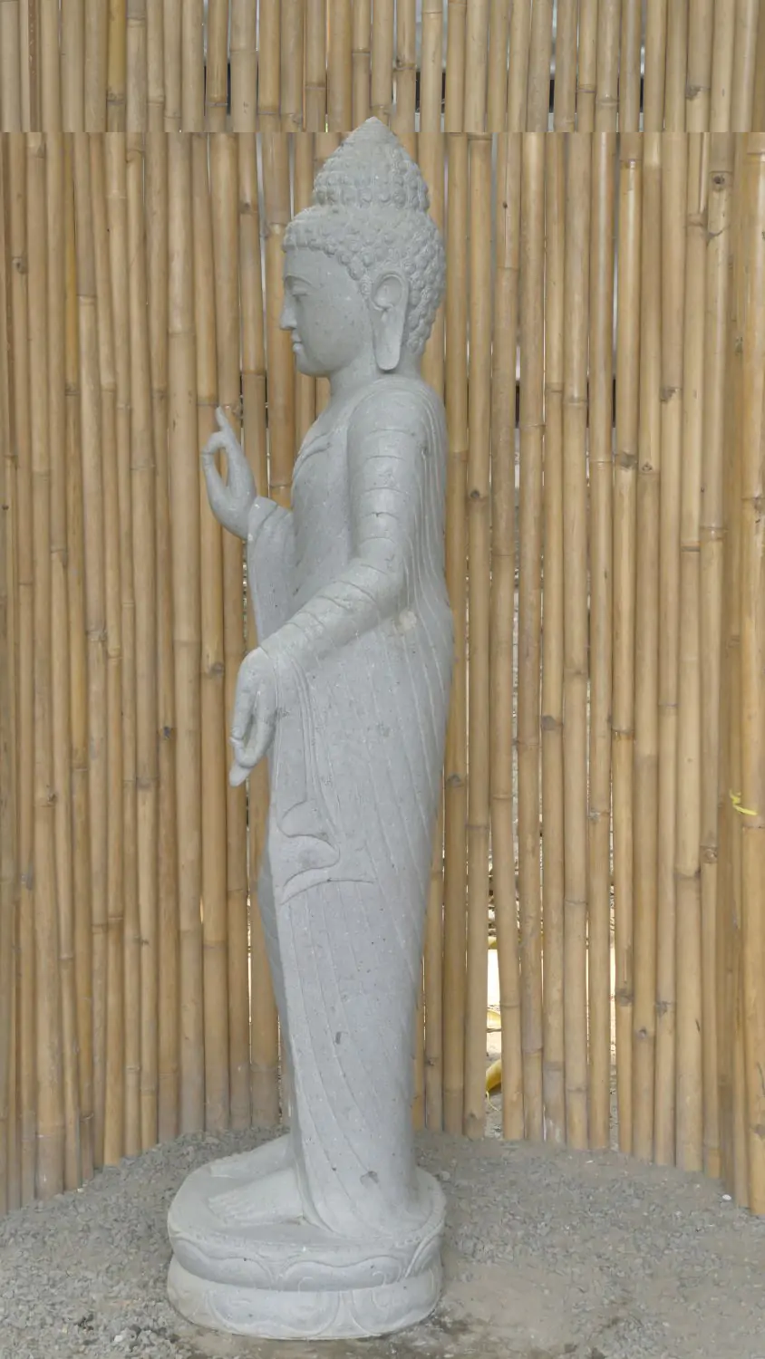  Product image 5 of the product “Standing Buddha - Abhaya mudra made of Riverstone, ca. 175 cm High ”